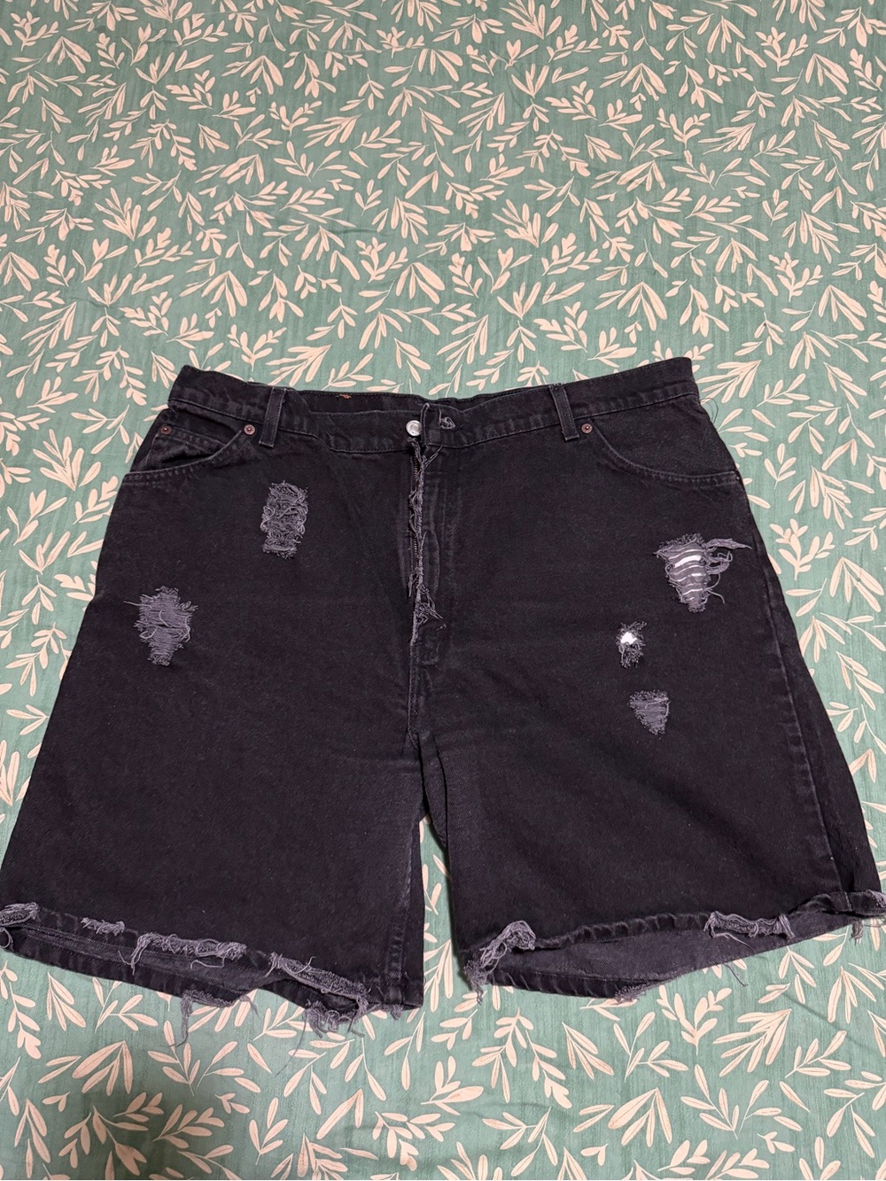 Women  Distressed Black Denim Shorts